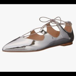Loeffler Randall Silver Cross Tied Ballet Flats